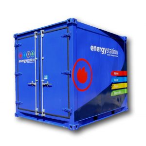 440kW mobiler Heizcontainer schall- und wärmegedämmt. Mobile Heizung mit integriertem 1500l Sicherheitsheizöltank